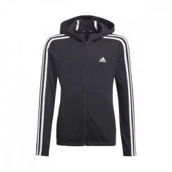 ADIDAS FELPA FULL ZIP CON CAPPUCCIO 3-STRIPES BAMBINA Nero