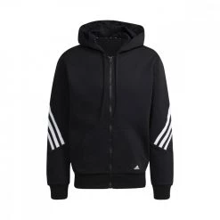 ADIDAS FELPA ZIP E CAPPUCCIO 3 STRIPES Nero