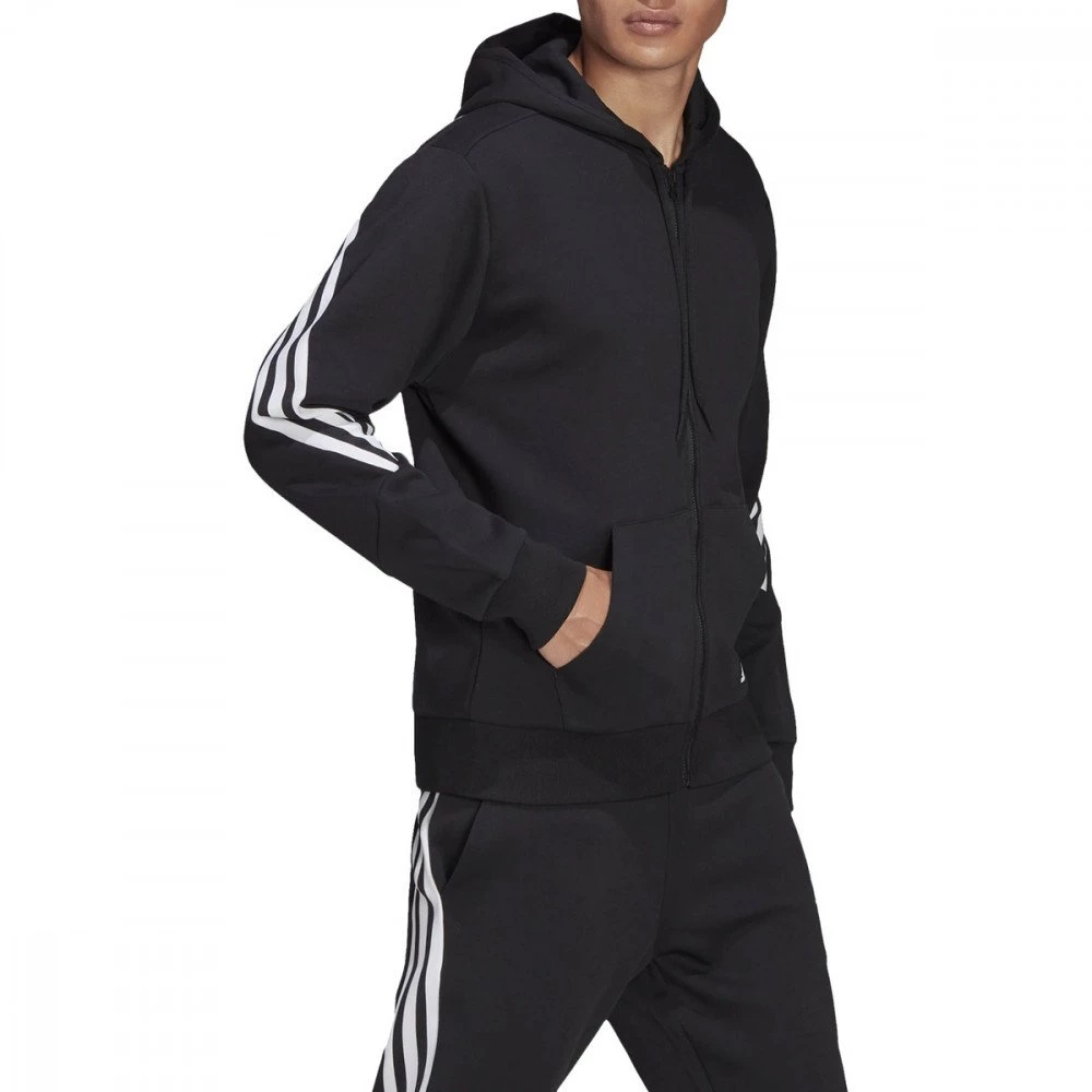 ADIDAS FELPA ZIP E CAPPUCCIO 3 STRIPES Nero 5 ADIDAS FELPA ZIP E CAPPUCCIO 3 STRIPES Nero - immagine 3