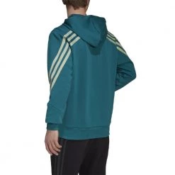 ADIDAS FELPA CON CAPPUCCIO 3 BAR GARZATA Verde -Offerta Economica Novità adidas hc5250 felpa cappuccio 3 bar garzata sport style uomo 044389401 green 3