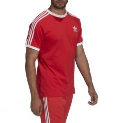 ADIDAS ORIGINALS T-SHIRT 3-STRIPES Rosso -Offerta Economica Novità adidas originals he9547 t shirt 3 stripes sport style uomo 044373501 red 3