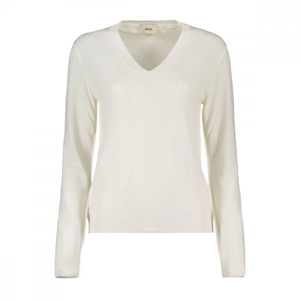 AKEP MAGLIONE VISCOSA SCOLLO V DONNA Bianco 3 AKEP MAGLIONE VISCOSA SCOLLO V DONNA Bianco