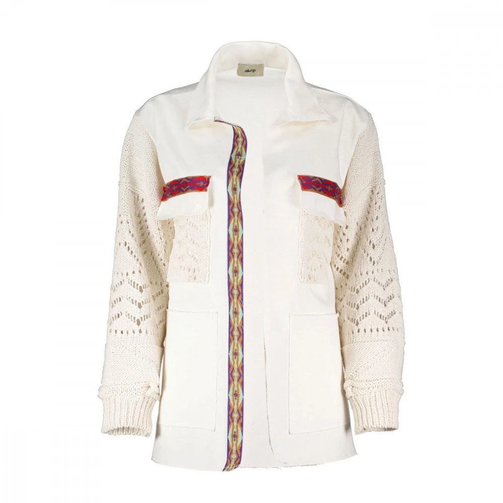 AKEP GIACCA OVERSHIRT MANICHE COROCHET DONNA 4 AKEP GIACCA OVERSHIRT MANICHE COROCHET DONNA - immagine 2