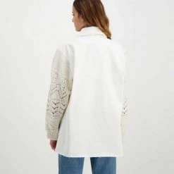 AKEP GIACCA OVERSHIRT MANICHE COROCHET DONNA 11 AKEP GIACCA OVERSHIRT MANICHE COROCHET DONNA -Offerta Economica Novità akep ke11132 giacca overshirt maniche corochet donna giacconi donna 044967101 panna 4