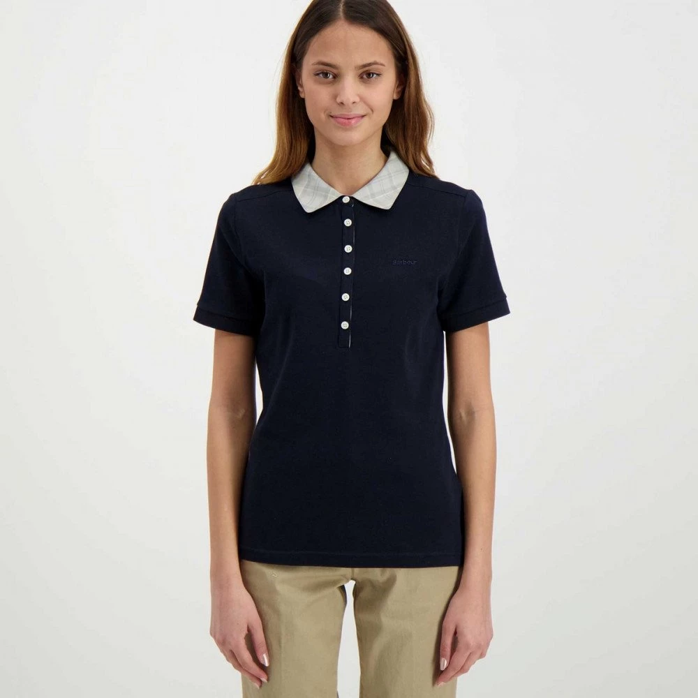 BARBOUR POLO MALVERN COLLO CHECK DONNA Blu 4 BARBOUR POLO MALVERN COLLO CHECK DONNA Blu - immagine 2