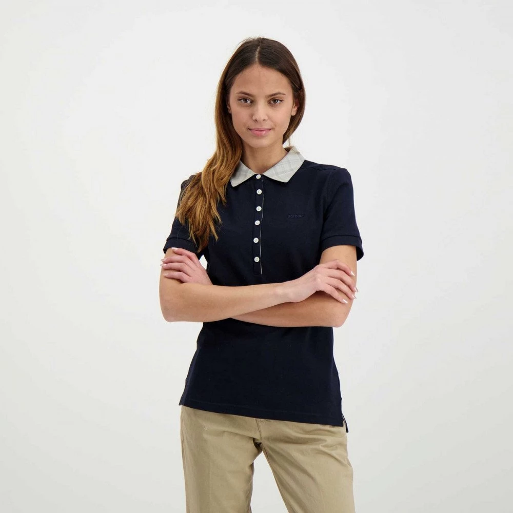 BARBOUR POLO MALVERN COLLO CHECK DONNA Blu 6 BARBOUR POLO MALVERN COLLO CHECK DONNA Blu - immagine 4