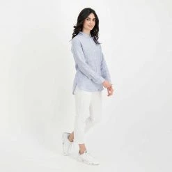 BARBOUR CAMICIA IN LINO MARINE DONNA Bianco, Blu -Offerta Economica Novità barbour lsh1315 camicia in lino marine donna casual donna 044618801 ny73 6