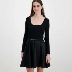 CALVIN KLEIN JEANS ABITO ELASTIC DRESS DONNA Nero -Offerta Economica Novità calvin klein jeans j20j217682 abito elastic dress donna casual donna 044968401 beh 3