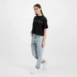 CALVIN KLEIN JEANS T-SHIRT CROP REPEAT LOGO DONNA Nero -Offerta Economica Novità calvin klein jeans j20j217709 t shirt crop repeat logo donna casual donna 044968801 beh 6
