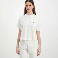 CALVIN KLEIN JEANS T-SHIRT CROP REPEAT LOGO DONNA Bianco 10 CALVIN KLEIN JEANS T-SHIRT CROP REPEAT LOGO DONNA Bianco -Offerta Economica Novità calvin klein jeans j20j217709 t shirt cropp repeat logo donna casual donna 044968901 yas 3