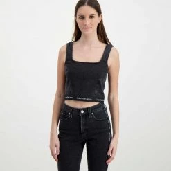 CALVIN KLEIN JEANS TOP IN DENIM DONNA Nero -Offerta Economica Novità calvin klein jeans j20j217819 top in denim donna casual donna 044969801 1by 3