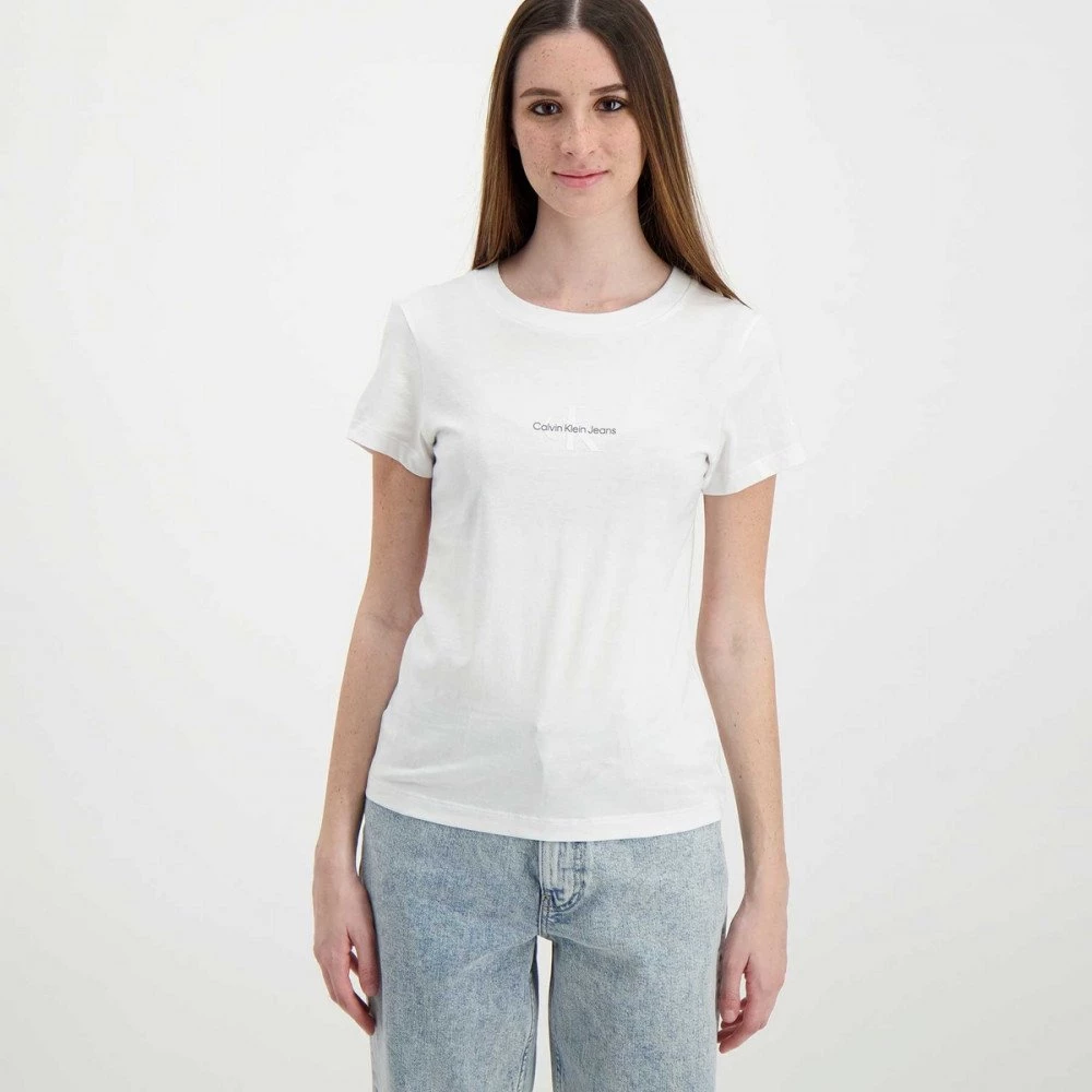 CALVIN KLEIN JEANS T-SHIRT MONOGRAM LOGO DONNA Bianco 4 CALVIN KLEIN JEANS T-SHIRT MONOGRAM LOGO DONNA Bianco - immagine 2