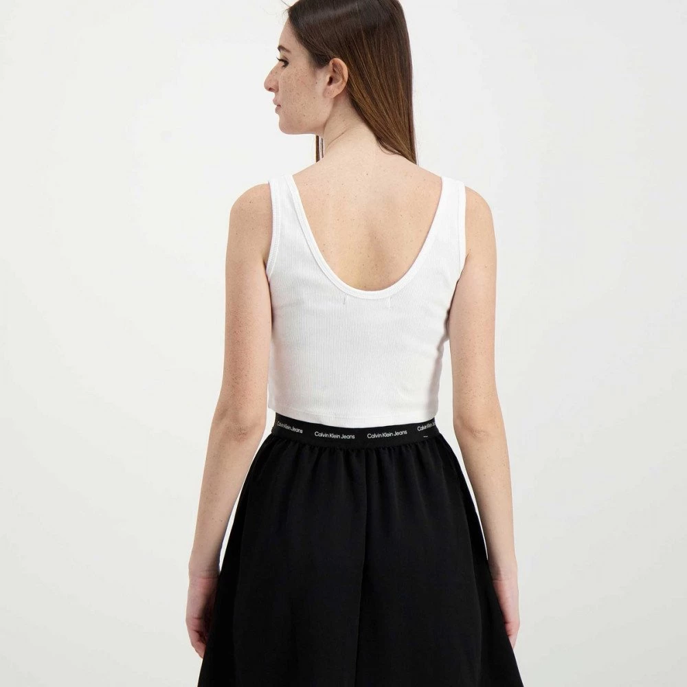 CALVIN KLEIN JEANS TOP RIB CROP DONNA Bianco 6 CALVIN KLEIN JEANS TOP RIB CROP DONNA Bianco - immagine 4