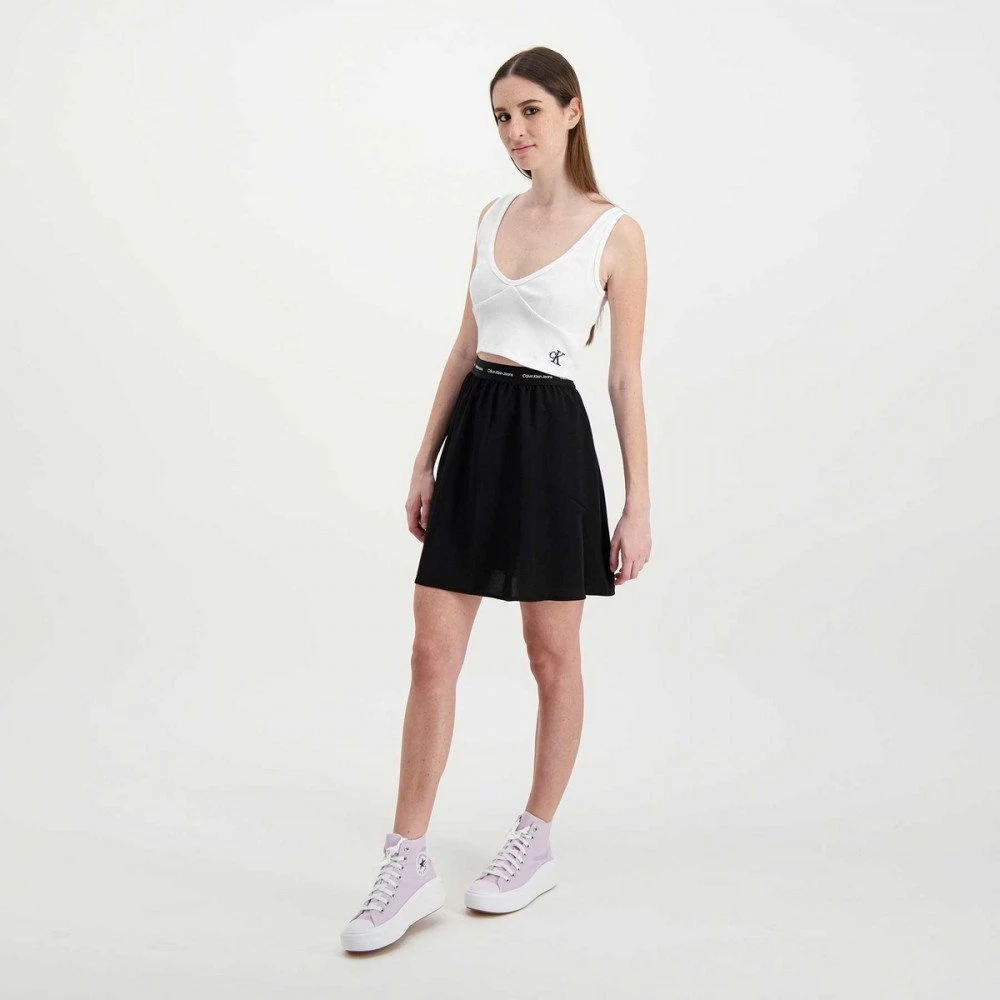 CALVIN KLEIN JEANS TOP RIB CROP DONNA Bianco 8 CALVIN KLEIN JEANS TOP RIB CROP DONNA Bianco - immagine 6