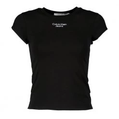CALVIN KLEIN JEANS T-SHIRT STACKED LOGO SLIM DONNA Nero