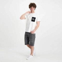 CALVIN KLEIN JEANS T-SHIRT POCKET LOGO Bianco -Offerta Economica Novità calvin klein jeans j30j320192 t shirt pocket logo casual uomo 044627001 yaf 5