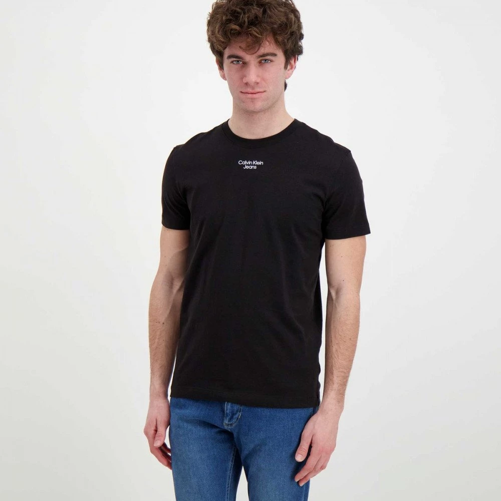 CALVIN KLEIN JEANS T-SHIRT STACKED LOGO Nero 4 CALVIN KLEIN JEANS T-SHIRT STACKED LOGO Nero - immagine 2