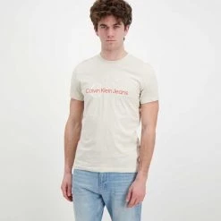 CALVIN KLEIN JEANS T-SHIRT TWO TONE MONOGRAM Bianco -Offerta Economica Novità calvin klein jeans j30j320717 t shirt two tone monogram casual uomo 044628401 acf 2