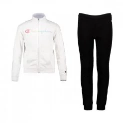 CHAMPION TUTA FULL ZIP GARZATA BAMBINA Bianco, Nero