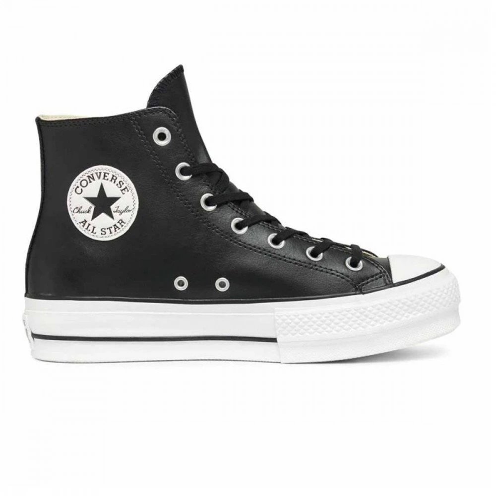 CONVERSE CHUCK TAYLOR ALL STAR PLATFORM LEATHER HI TOP DONNA Nero