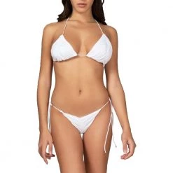 EFFEK BIKINI DRAPPEGGIATO TRIANGOLO E SLIP REGOLABILE DONNA Bianco