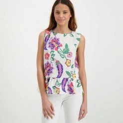 EMME MARELLA BLUSA SMANICATA CON BALZA ALBANO DONNA Bianco -Offerta Economica Novità emme marella abano blusa smanicata con balza albano donna casual donna 044636101 007 3