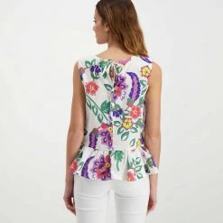 EMME MARELLA BLUSA SMANICATA CON BALZA ALBANO DONNA Bianco -Offerta Economica Novità emme marella abano blusa smanicata con balza albano donna casual donna 044636101 007 4