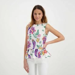 EMME MARELLA BLUSA SMANICATA CON BALZA ALBANO DONNA Bianco -Offerta Economica Novità emme marella abano blusa smanicata con balza albano donna casual donna 044636101 007 5