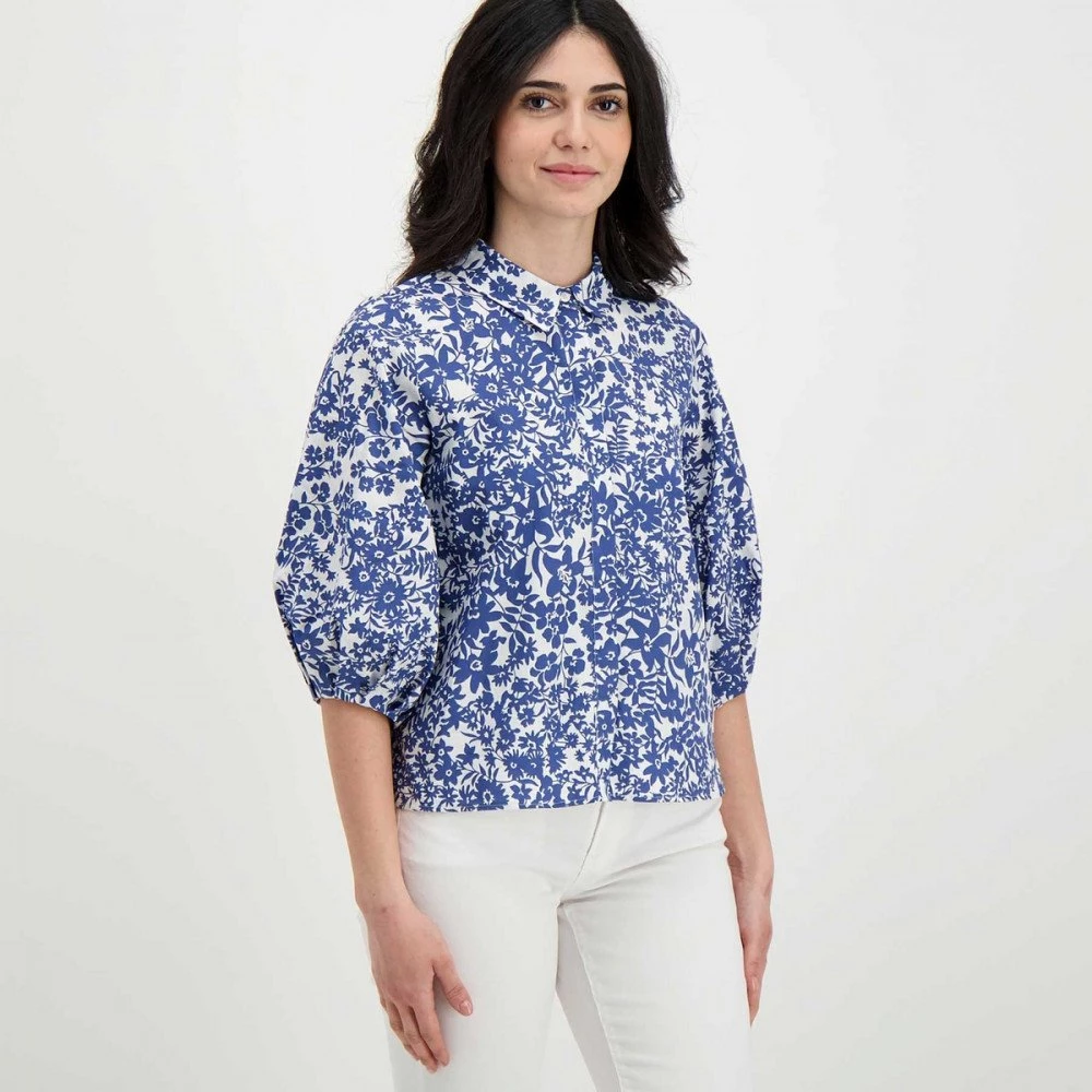 EMME MARELLA CAMICIA PALLONCINO BILMA DONNA Bianco, Blu 5 EMME MARELLA CAMICIA PALLONCINO BILMA DONNA Bianco, Blu - immagine 3