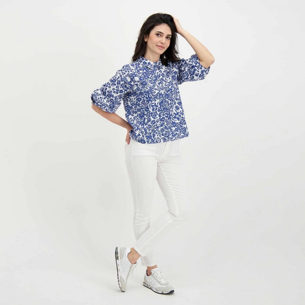 EMME MARELLA CAMICIA PALLONCINO BILMA DONNA Bianco, Blu 8 EMME MARELLA CAMICIA PALLONCINO BILMA DONNA Bianco, Blu - immagine 6