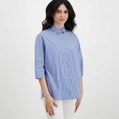 EMME MARELLA CAMICIA COZZA DONNA Bianco, Blu -Offerta Economica Novità emme marella cozza camicia cozza donna casual donna 044638001 007 3
