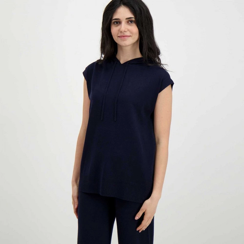 EMME MARELLA GILET OVER IN MAGLIA CON CAPPUCCIO DAVY DONNA Blu 5 EMME MARELLA GILET OVER IN MAGLIA CON CAPPUCCIO DAVY DONNA Blu - immagine 3