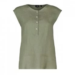 EMME MARELLA CAMICIA SMANICATA LINO COTONE DIRITTO DONNA Verde
