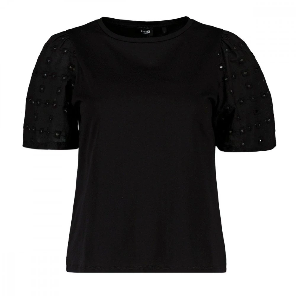 EMME MARELLA T-SHIRT MANICA SANGALLO PANAMA DONNA Nero 3 EMME MARELLA T-SHIRT MANICA SANGALLO PANAMA DONNA Nero