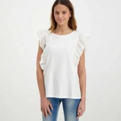 EMME MARELLA T-SHIRT CON ROUCHES SANGALLO ROYAL DONNA Bianco -Offerta Economica Novità emme marella royal t shirt con rouches sangallo royal donna casual donna 044645301 001 3