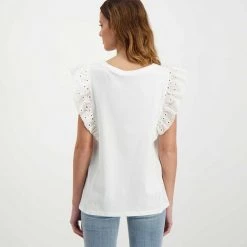 EMME MARELLA T-SHIRT CON ROUCHES SANGALLO ROYAL DONNA Bianco -Offerta Economica Novità emme marella royal t shirt con rouches sangallo royal donna casual donna 044645301 001 4