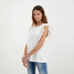 EMME MARELLA T-SHIRT CON ROUCHES SANGALLO ROYAL DONNA Bianco -Offerta Economica Novità emme marella royal t shirt con rouches sangallo royal donna casual donna 044645301 001 5