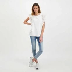 EMME MARELLA T-SHIRT CON ROUCHES SANGALLO ROYAL DONNA Bianco -Offerta Economica Novità emme marella royal t shirt con rouches sangallo royal donna casual donna 044645301 001 6