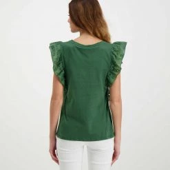 EMME MARELLA T-SHIRT CON ROUCHES SANGALLO ROYAL DONNA Verde -Offerta Economica Novità emme marella royal t shirt con rouches sangallo royal donna casual donna 044645401 002 4