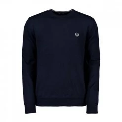 FRED PERRY MAGLIONE GIROCOLLO IN LANA E COTONE Blu