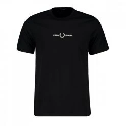 FRED PERRY T-SHIRT LOGO EMBROIDERED Nero
