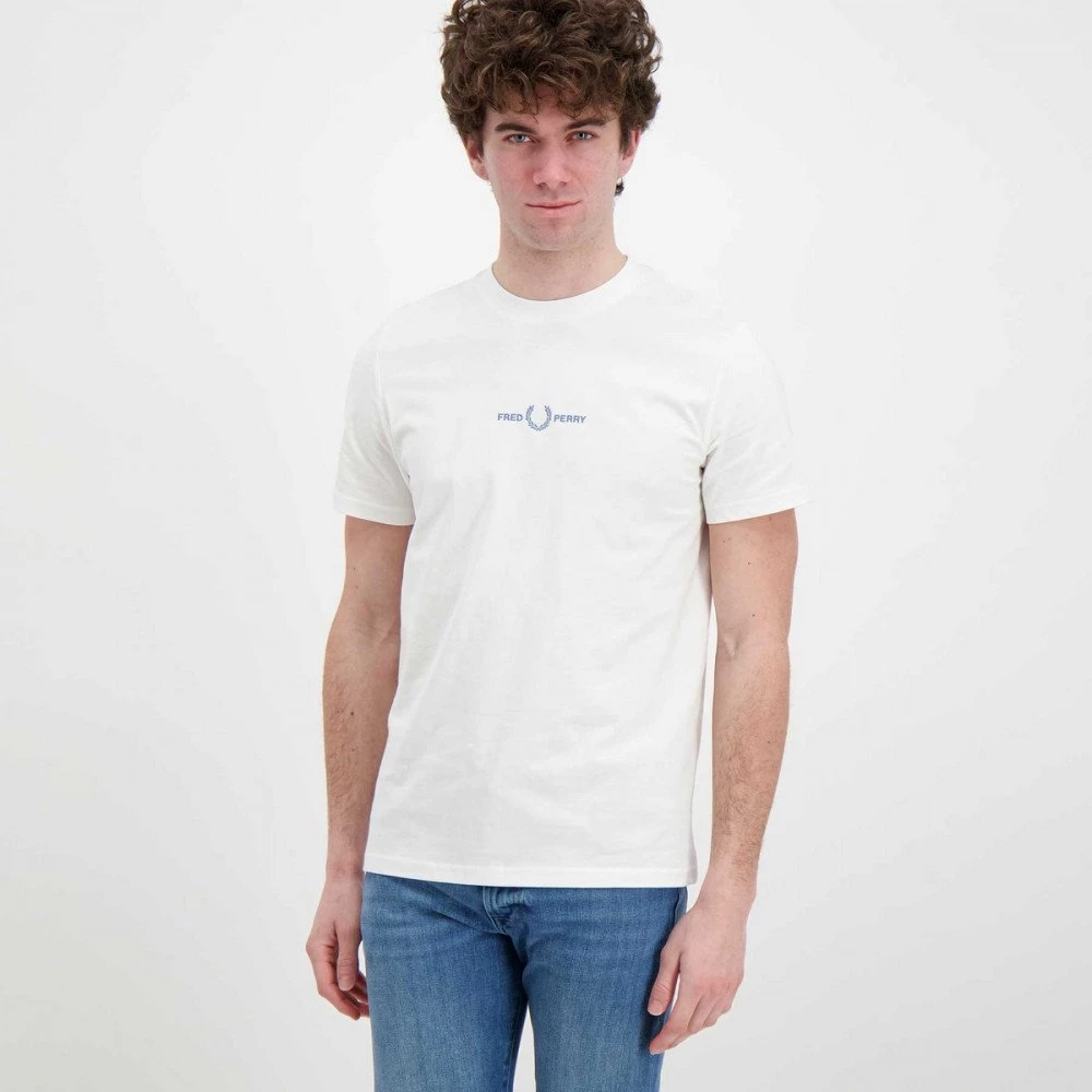 FRED PERRY T-SHIRT LOGO EMBROIDERED Bianco 4 FRED PERRY T-SHIRT LOGO EMBROIDERED Bianco - immagine 2