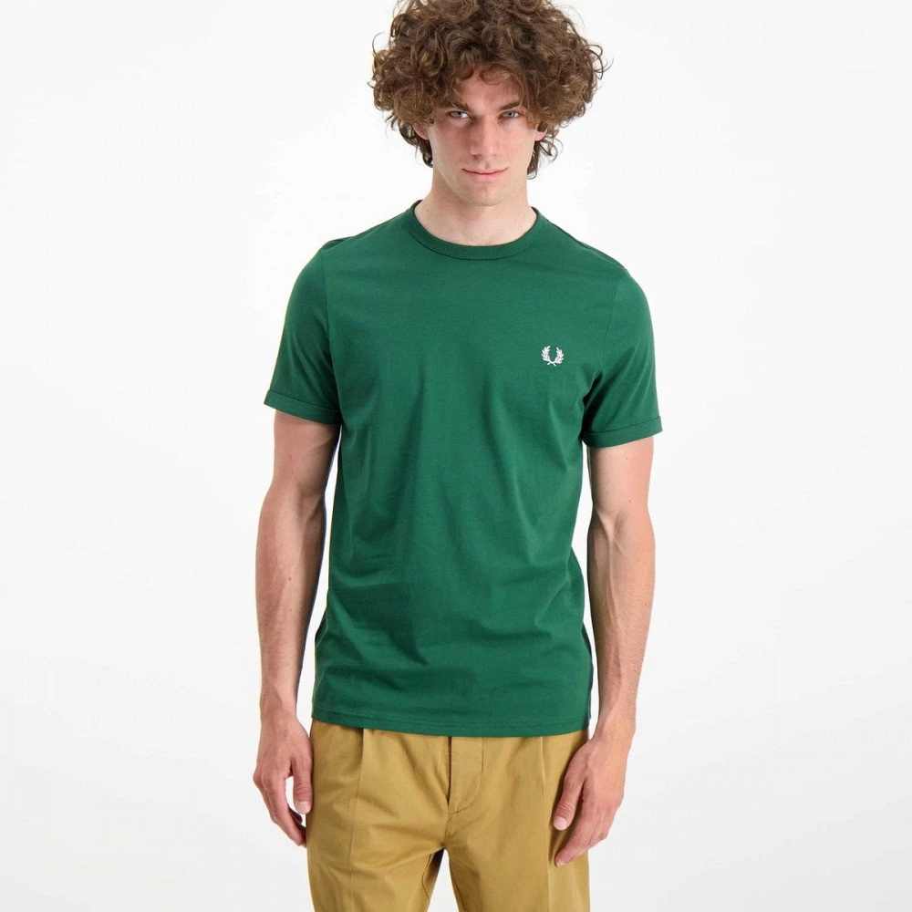 FRED PERRY T-SHIRT BASIC RINGER Verde 4 FRED PERRY T-SHIRT BASIC RINGER Verde - immagine 2