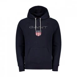 GANT FELPA CON CAPPUCCIO LOGO SHIELD Blu
