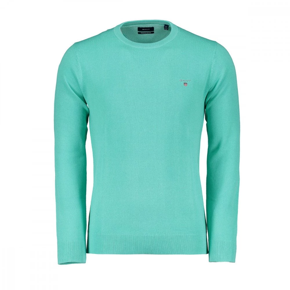 GANT MAGLIONE GIROCOLLO IN COTONE PIQUET Verde 3 GANT MAGLIONE GIROCOLLO IN COTONE PIQUET Verde
