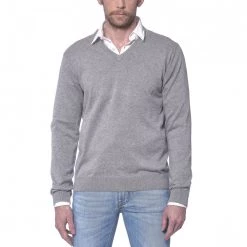 GANT Maglione Scollo V Basico Grigio