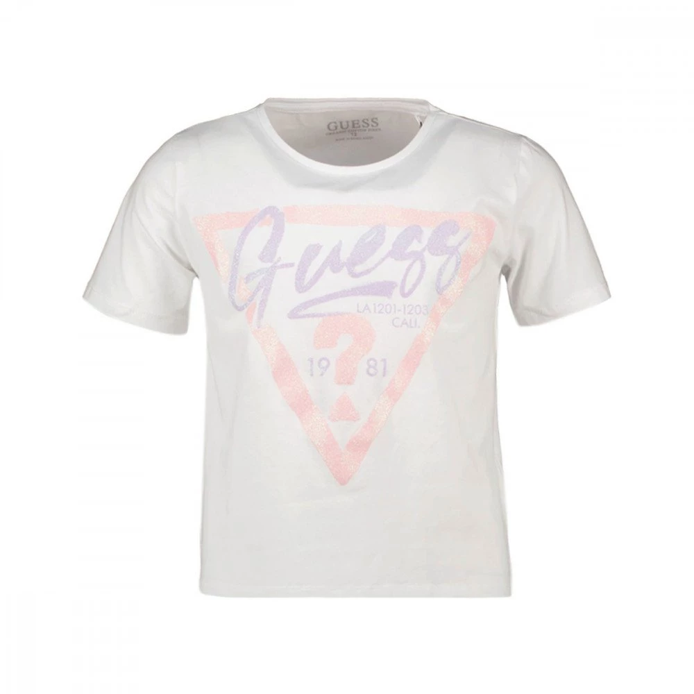 GUESS T-SHIRT CROP LOGO BAMBINA Bianco 3 GUESS T-SHIRT CROP LOGO BAMBINA Bianco