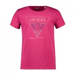GUESS T-SHIRT LOGO STRASS BAMBINA Fucsia