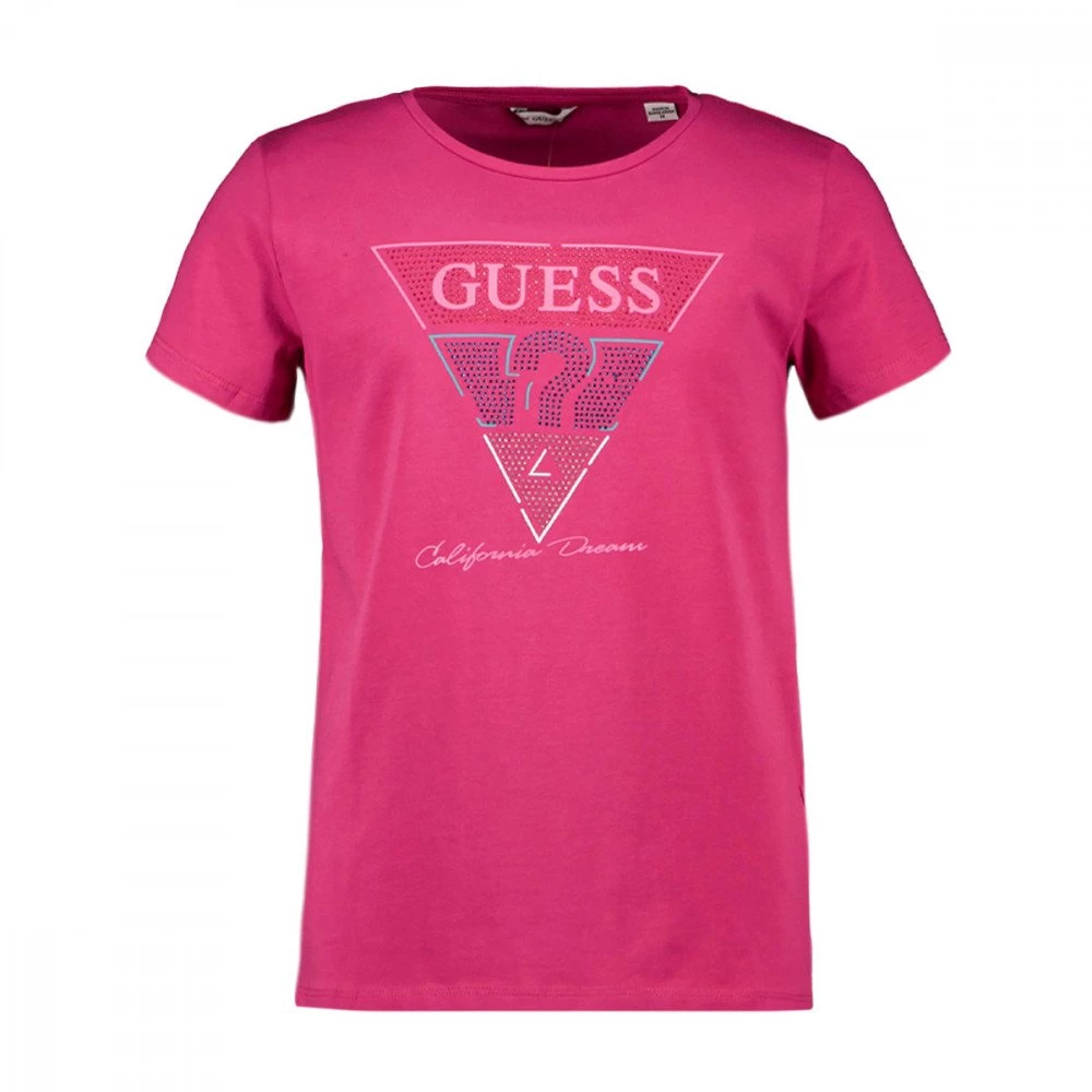 GUESS T-SHIRT LOGO STRASS BAMBINA Fucsia 3 GUESS T-SHIRT LOGO STRASS BAMBINA Fucsia
