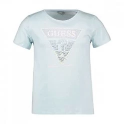 GUESS T-SHIRT LOGO STRASS BAMBINA Azzurro